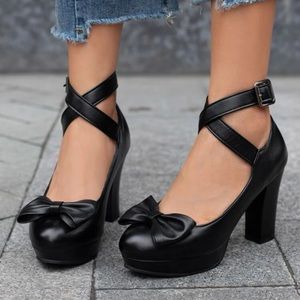 Black Bow Heels